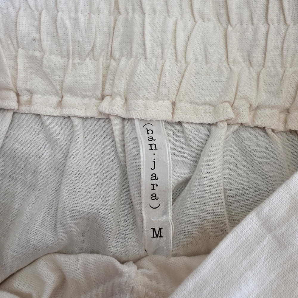 Linen Blend Elastic Waist Jogger Pants - Picture 4 of 7